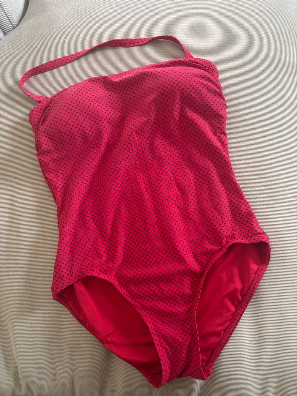 Red Polka Dot One-Piece Swimsuit with Removable Strap